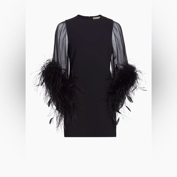 Alice + Olivia  Izola Feather-Trim Minidress size 8 - Picture 6 of 16